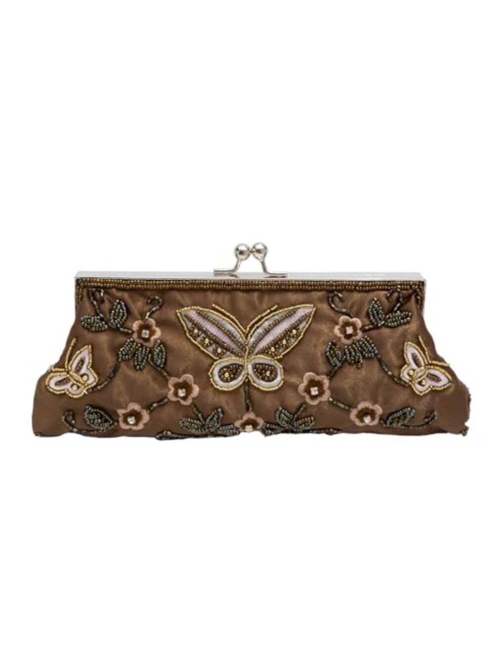 Butterfly Floral Beaded Evening Bag Kiss-Lock Clutch Formal Handbag